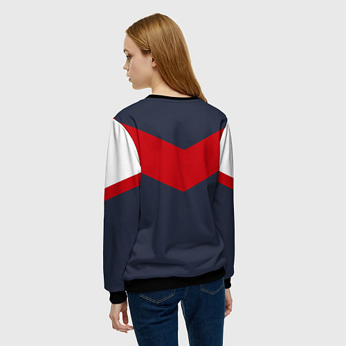 Женский свитшот FIRM темно-синий с красной полосой / 3D-Черный – фото 4
