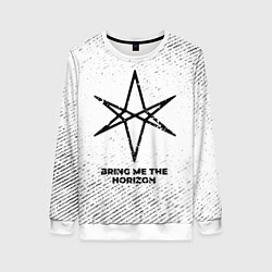 Свитшот женский Bring Me the Horizon с потертостями на светлом фон, цвет: 3D-белый