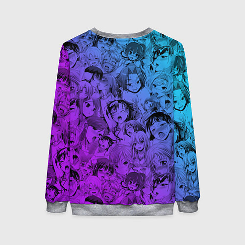 Женский свитшот Ахегао красивый неон / 3D-Меланж – фото 2