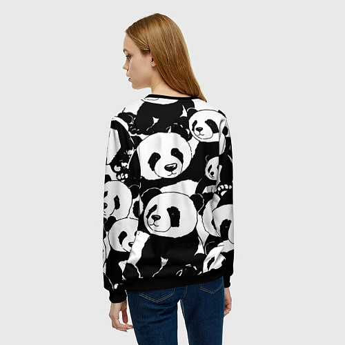 Женский свитшот С пандами паттерн / 3D-Черный – фото 4