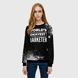Свитшот женский Worlds okayest marketer - dark, цвет: 3D-черный — фото 2