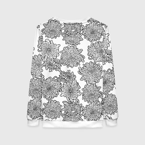 Женский свитшот Цветы хризантемы: линейный рисунок / 3D-Белый – фото 2