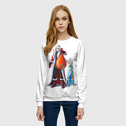 Свитшот женский Новогодние Геральт и Цири, цвет: 3D-белый — фото 2