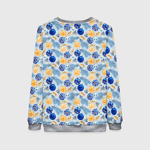 Женский свитшот Шарики новогодние ёлочные, синие / 3D-Меланж – фото 2