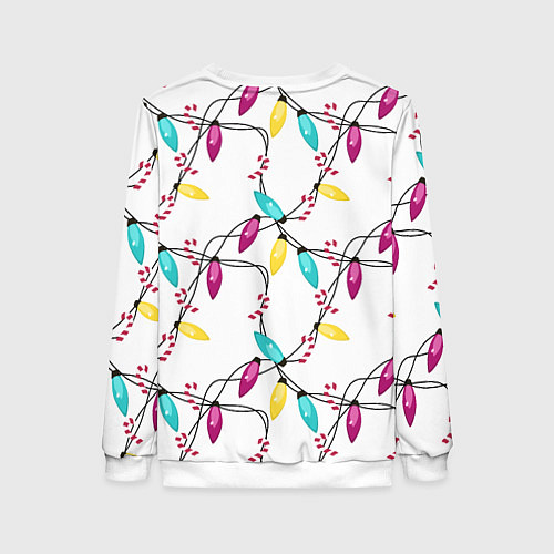 Женский свитшот Новогодняя гирлянда белая / 3D-Белый – фото 2