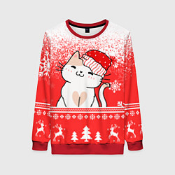 Женский свитшот Новогодний милый котик