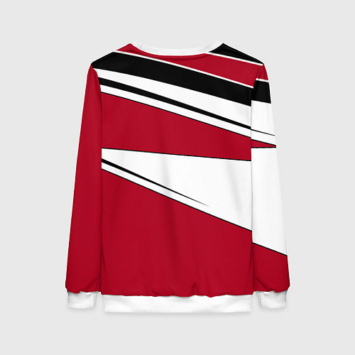 Женский свитшот Красно черная геометрия на белом / 3D-Белый – фото 2