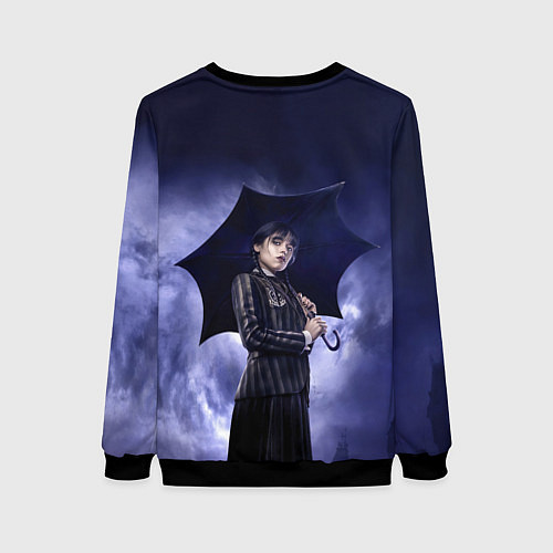 Женский свитшот Уэнсдэй Аддамс с зонтиком / 3D-Черный – фото 2