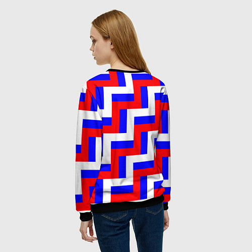 Женский свитшот Плетение триколор / 3D-Черный – фото 4