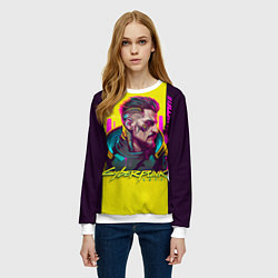 Свитшот женский Киберпанк 2077 Арт, цвет: 3D-белый — фото 2