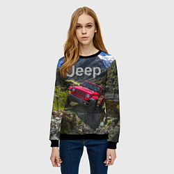 Свитшот женский Chrysler Jeep Wrangler Rubicon - горы, цвет: 3D-черный — фото 2