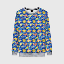 Свитшот женский Смешные рыбы, цвет: 3D-меланж