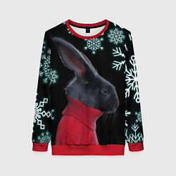 Женский свитшот Зимний кролик в свитере