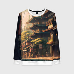 Свитшот женский Колорит японской архитектуры, цвет: 3D-белый