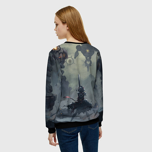 Женский свитшот Genshin Impact - Ноэль готовится к битве / 3D-Черный – фото 4