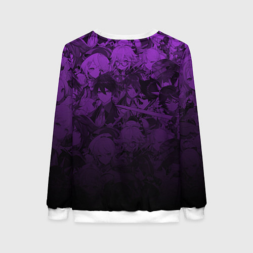 Женский свитшот Сёгун Райден - Геншин паттерн / 3D-Белый – фото 2