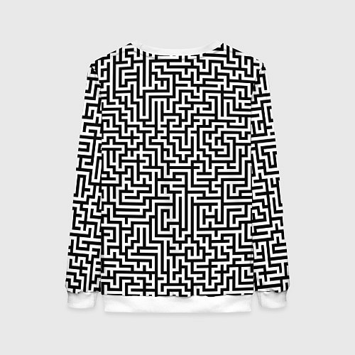 Женский свитшот Черно-белый лабиринт / 3D-Белый – фото 2