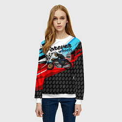 Свитшот женский Два колеса навсегда мотоспорт, цвет: 3D-белый — фото 2