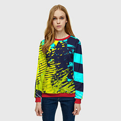 Свитшот женский Гоночный флаг и зеленая краска, цвет: 3D-красный — фото 2