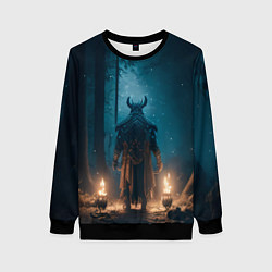 Свитшот женский Викинг в тёмном лесу, цвет: 3D-черный