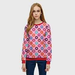 Свитшот женский Вкусные пончики, цвет: 3D-красный — фото 2