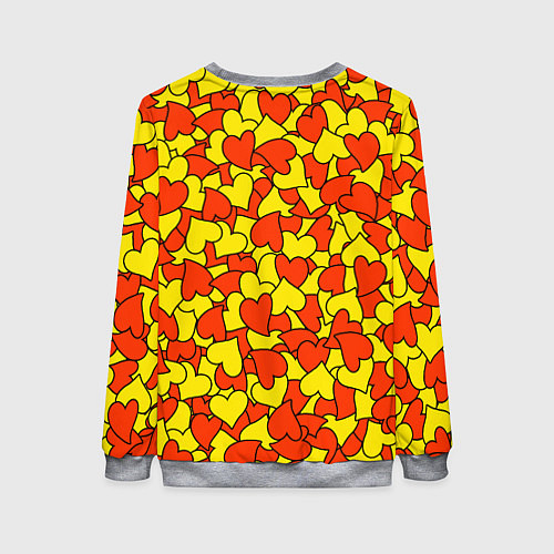 Женский свитшот Красно-желтые сердца / 3D-Меланж – фото 2