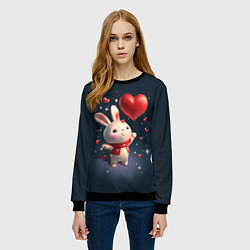 Свитшот женский Кролик с шариком, цвет: 3D-черный — фото 2