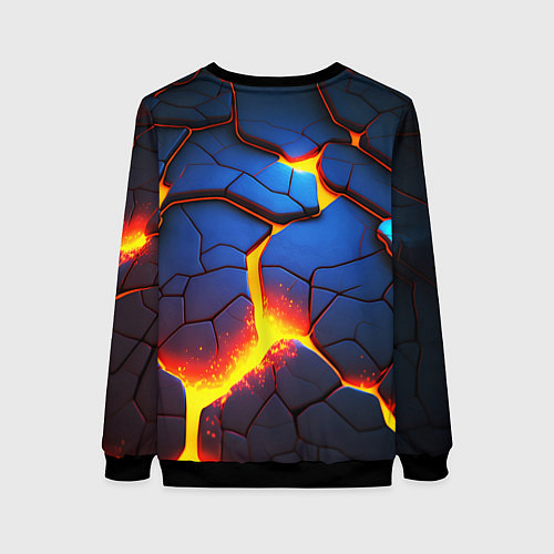 Женский свитшот Яркая неоновая лава, разломы / 3D-Черный – фото 2