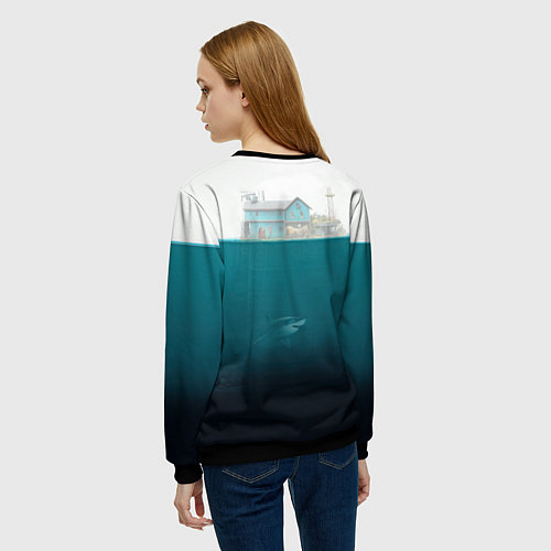 Женский свитшот Подводный дом / 3D-Черный – фото 4