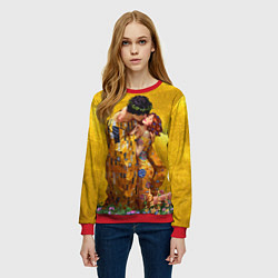 Свитшот женский Густав Климт Поцелуй, цвет: 3D-красный — фото 2