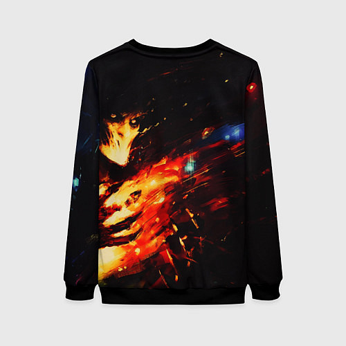 Женский свитшот Dark Souls в огне / 3D-Черный – фото 2