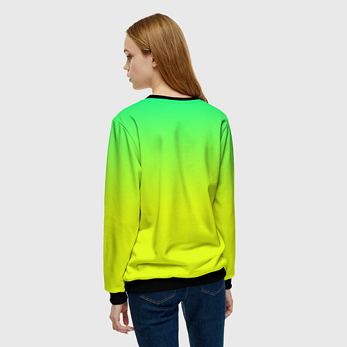 Женский свитшот Зелено-желтый градиент / 3D-Черный – фото 4