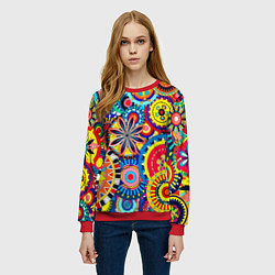 Свитшот женский Психоделика калейдоскоп, цвет: 3D-красный — фото 2