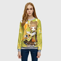 Свитшот женский Яо Яо и кролик, цвет: 3D-меланж — фото 2