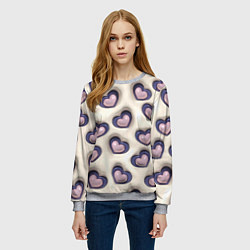 Свитшот женский Сердечки объемные вдавленные - паттерн, цвет: 3D-меланж — фото 2