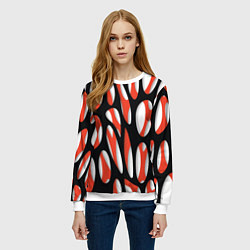 Свитшот женский Красные и черные сетчатые прожилки, цвет: 3D-белый — фото 2