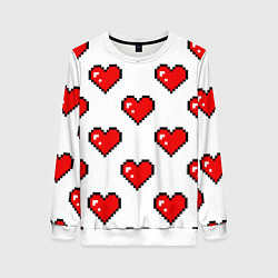 Женский свитшот Сердца в стиле пиксель-арт