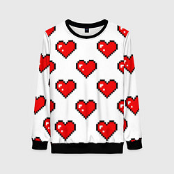 Женский свитшот Сердца в стиле пиксель-арт