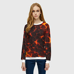 Свитшот женский Раскаленная лава текстура, цвет: 3D-белый — фото 2