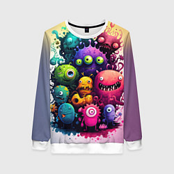 Женский свитшот Веселые монстры из краски