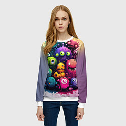 Свитшот женский Веселые монстры из краски, цвет: 3D-белый — фото 2