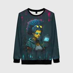 Свитшот женский Cyber Simpson, цвет: 3D-черный