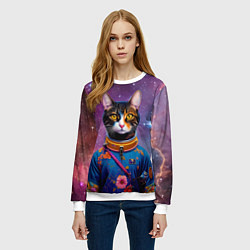 Свитшот женский Кот бравый космонавт, цвет: 3D-белый — фото 2