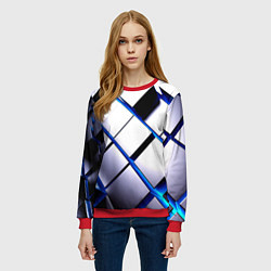 Свитшот женский Неоновые плиты киберпанк, цвет: 3D-красный — фото 2