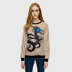 Свитшот женский Irezumi - японский дракон, цвет: 3D-черный — фото 2