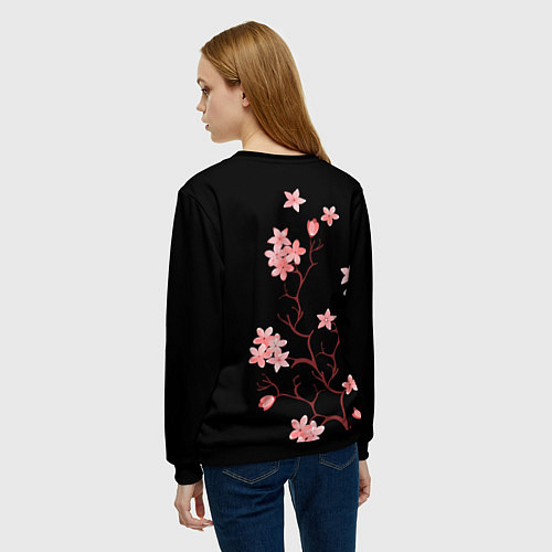 Женский свитшот Сакура, дерево жизни / 3D-Черный – фото 4