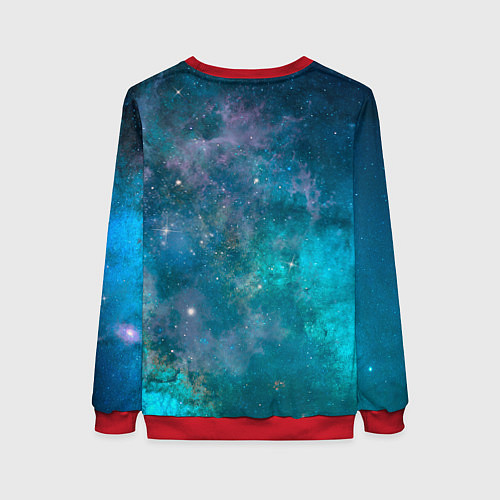 Женский свитшот Абстрактный светло-синий космос и звёзды / 3D-Красный – фото 2