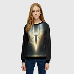 Свитшот женский Парящая девушка ангел, цвет: 3D-черный — фото 2