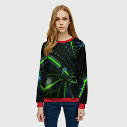 Свитшот женский Светящиеся лучи узор, цвет: 3D-красный — фото 2