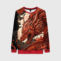 Женский свитшот Японский краcный дракон